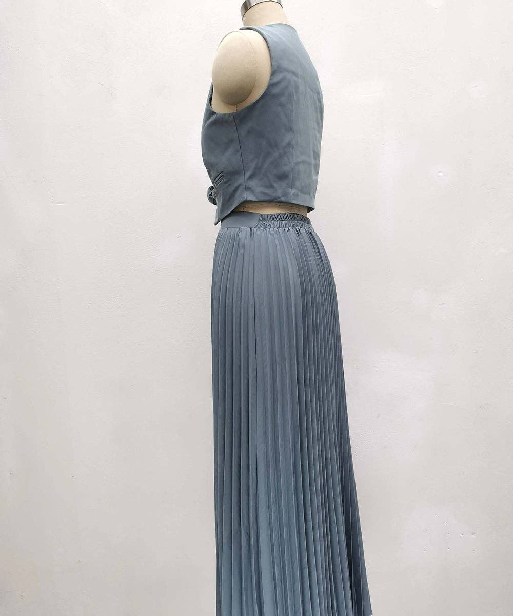 Aria Romance – Großhandel Set aus Oberteil und Rock – Damen – Zweiteiliges Set mit plissierten Ärmeln und Lagenlook9