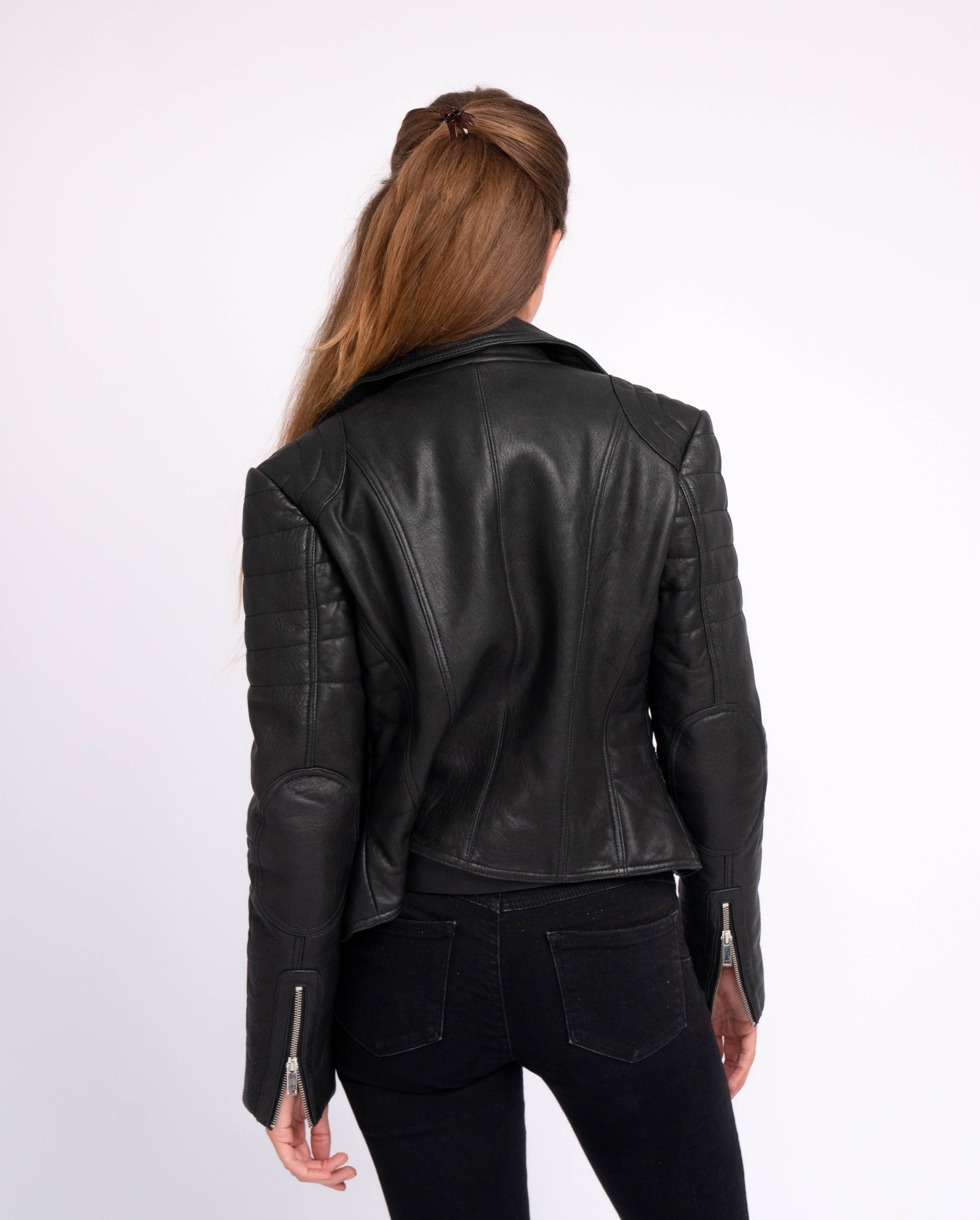 Amsterdam Heritage Leather Belts, Bags, Jackets & Apparel - Wholesale Leather Jacket - Women's - Munroe | Black and Cognac Women's Leather Jacket3