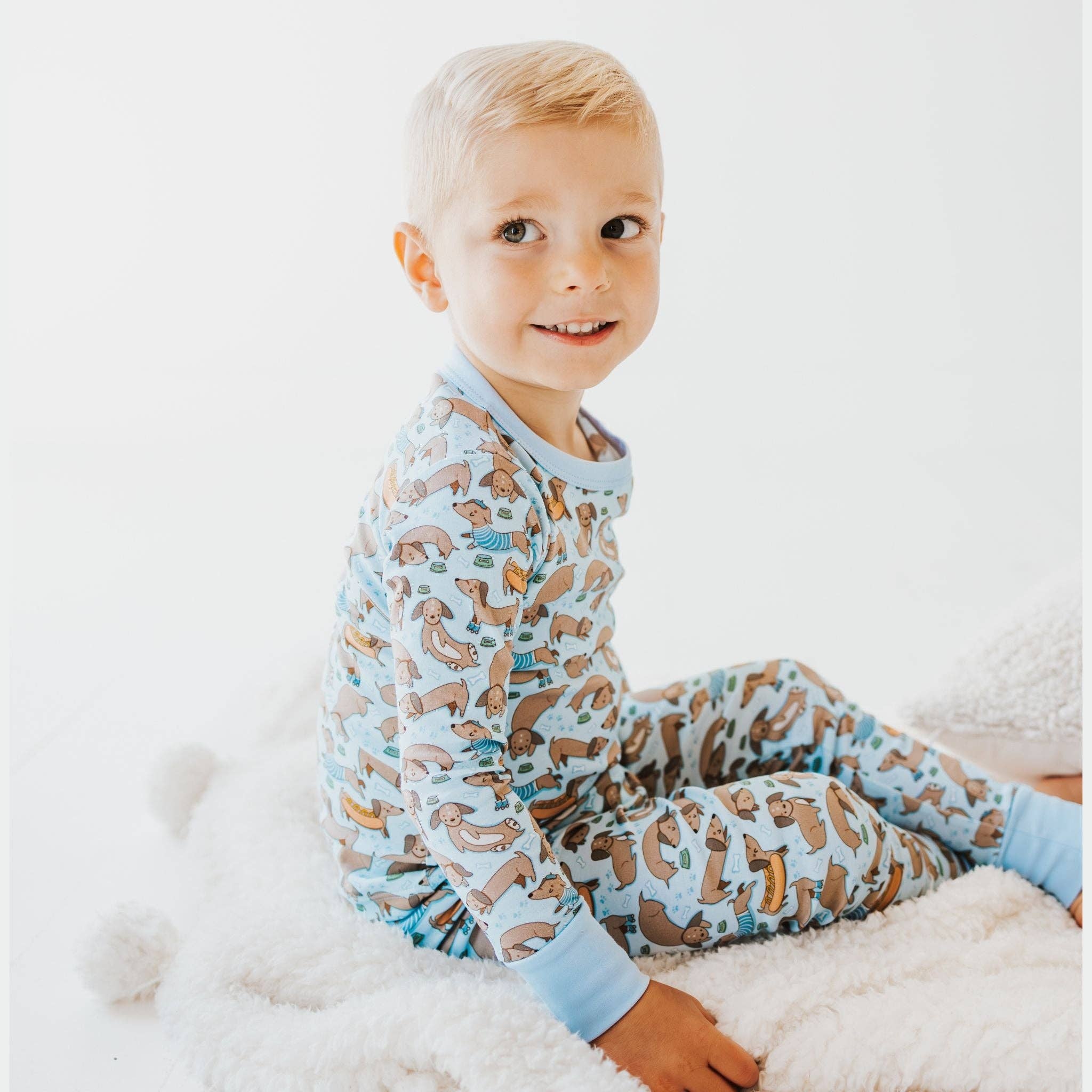 Wholesale Dachshund Long Pajamas Blue by Luna and Arlo for your