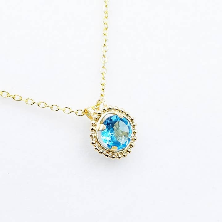 10K gult guld blå topas 0,75 ct hänge för wholesale av Best Jewelry Set