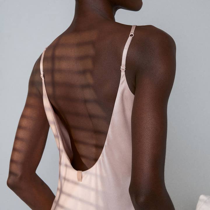 Delicate Pink Washable Silk Bias Slip Dress for wholesale on Faire