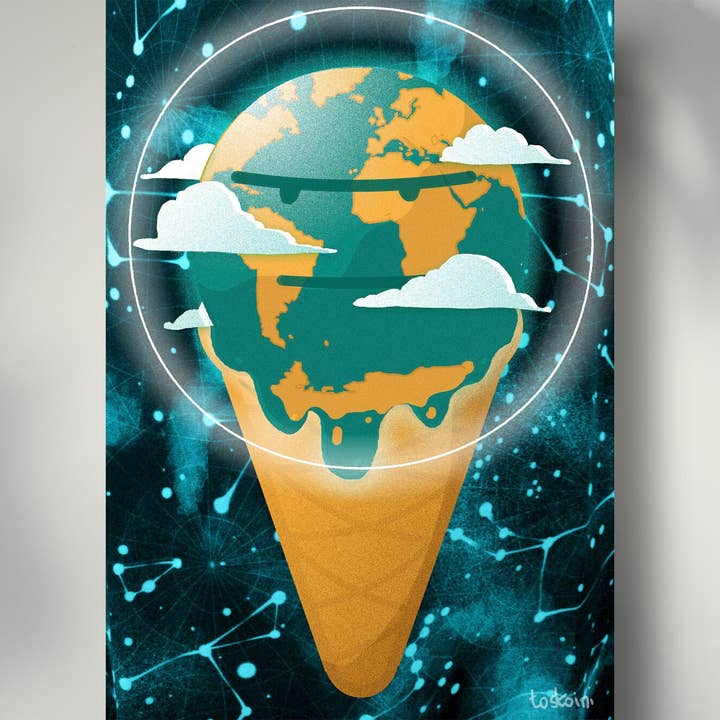 A Disgruntled Melting Planet Ice-Scream - Poster A3 Format for wholesale by Tostoini