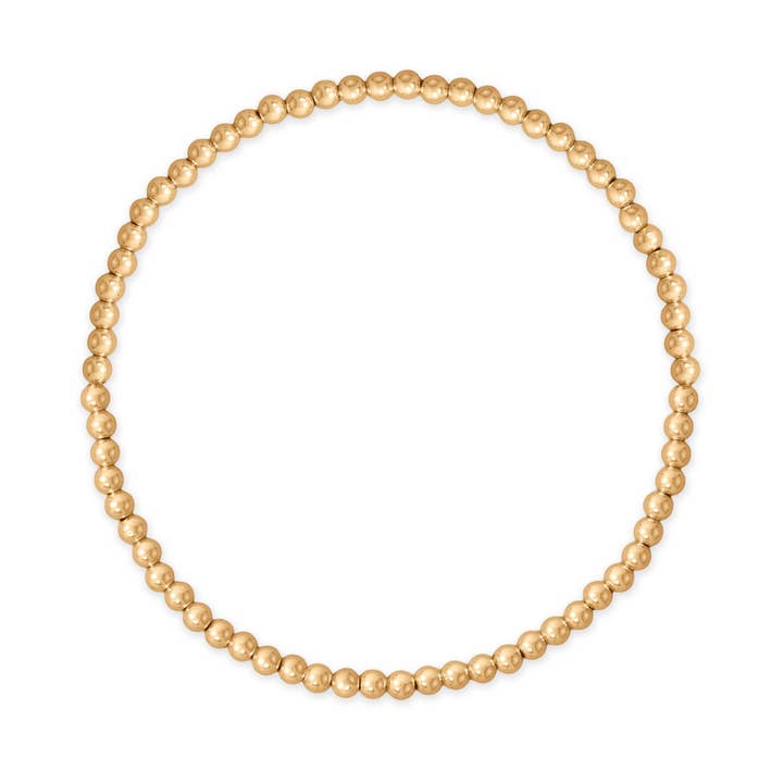 Pulseira elástica com contas de 7" 3mm em ouro preenchido 14/20 por atacado de Silver Stars Collection