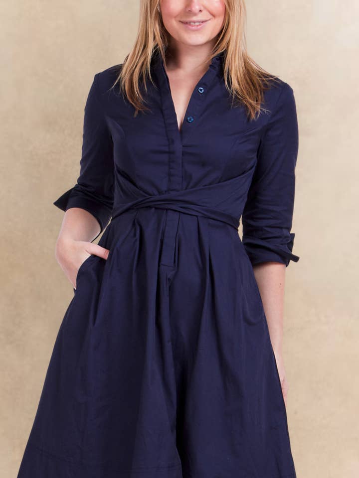 Tessa Elegant Shirt Dress 3/4 Sleeve ButtonsA for wholesale by ANNICK