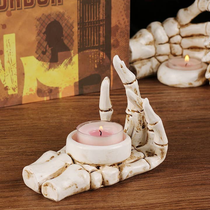 TYPE Scary Skull Hand Resin Candle Holder Decor_CWMM9862 for wholesale on Faire1