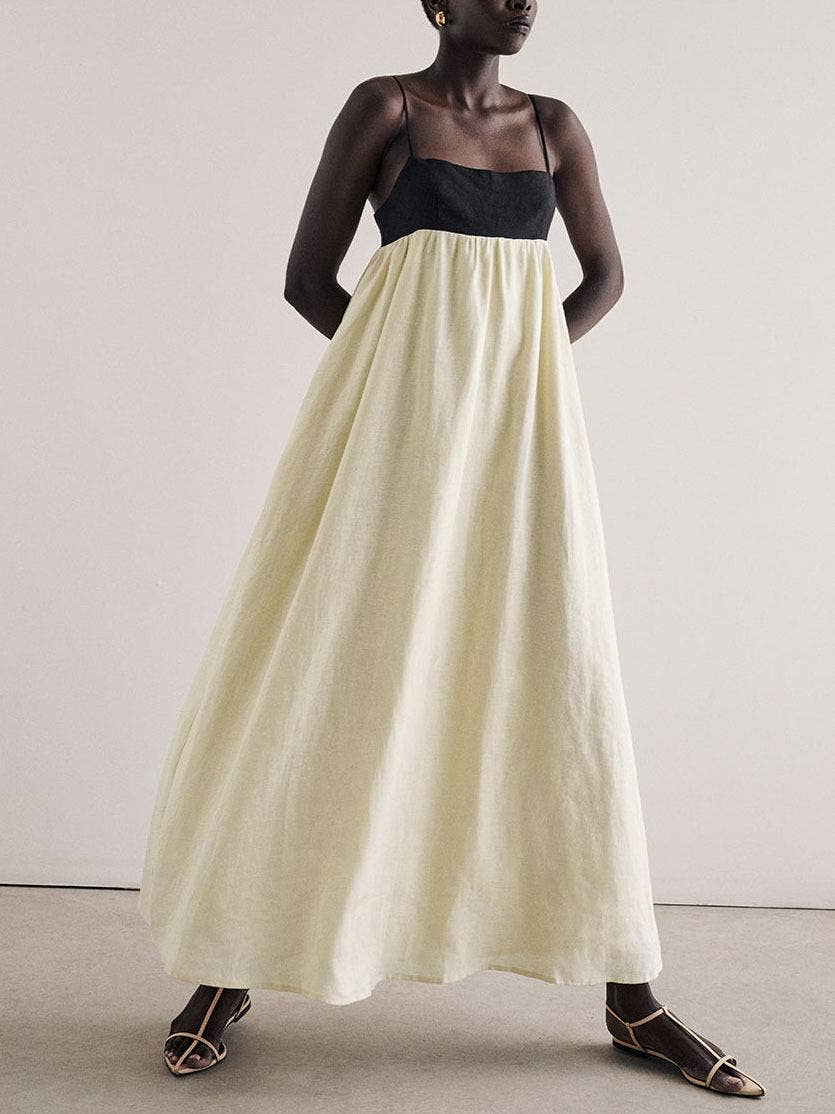 Beige Cotton Minimalism Spaghetti straps maxi dress for wholesale on Faire13
