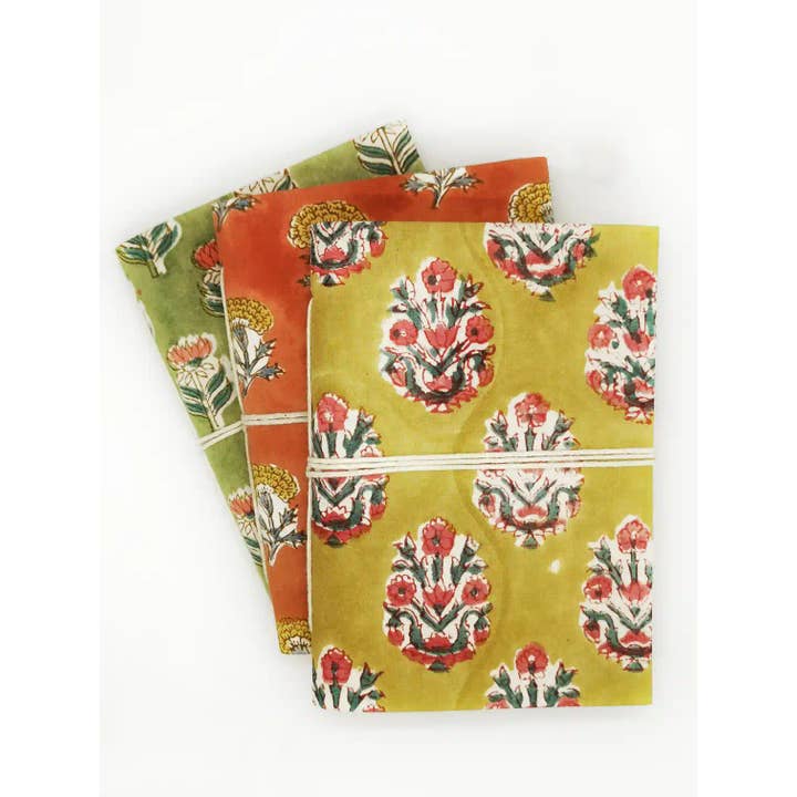 Mustard block print notebook for wholesale by Nayda Diaries