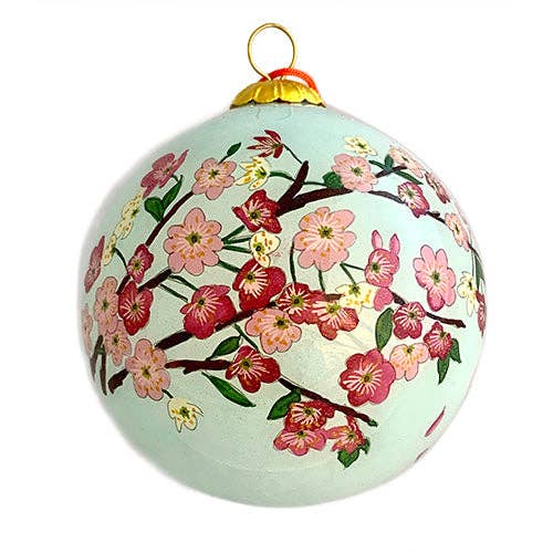 Hand Painted Glass Ball, Cherry Blossoms In The Breeze. for wholesale by World Treasure Trading