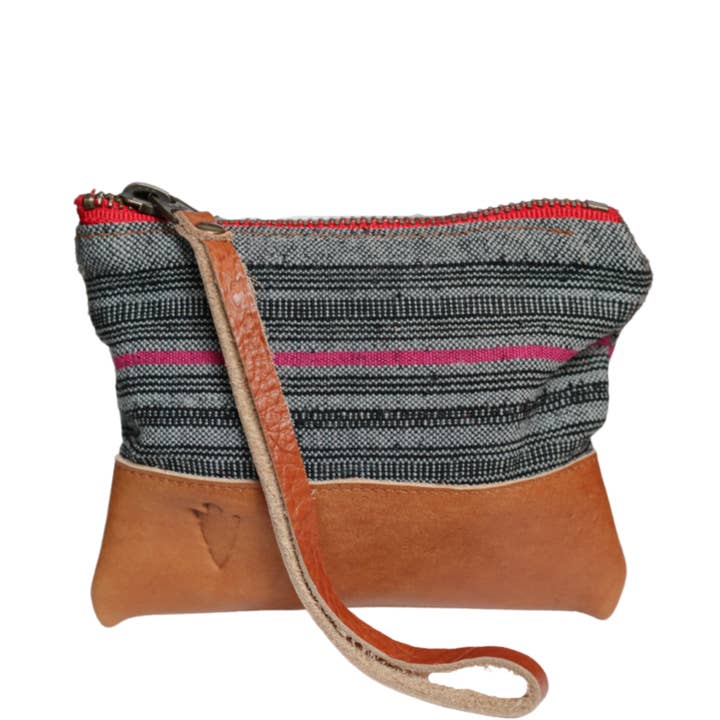 Porte-monnaie gris Aquinnah en cuir marron pour la vente par Vaalbara