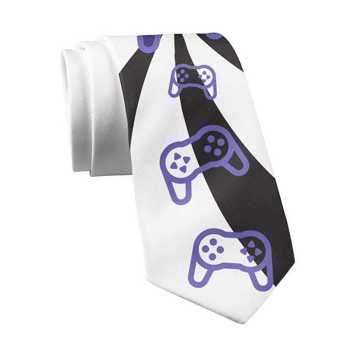 Cravatta con Joystick Viola per la vendita all'ingrosso da parte di Mama's Boy Designer Neck- and Bowties