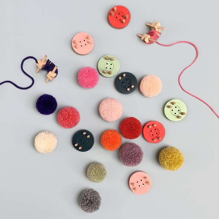 Living Refinery - Wholesale DIY Craft Kit - Kids - Button Pom Maker – Poppy Red (Extra Small)2