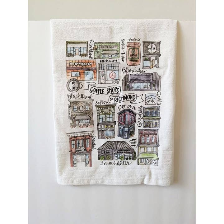 Mad Kitchen Co. - Wholesale Tea Towel - Coffee Shops of Richmond Tea Towel1
