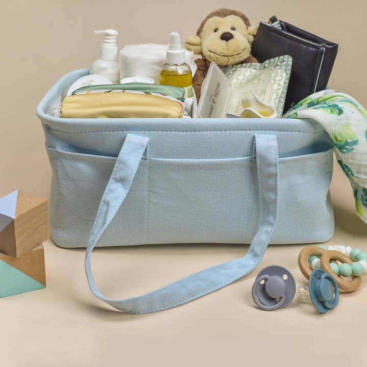 Organizador de pañales grande de lona de algodón - Bird's Egg Blue para venta al por mayor de Just Peachy