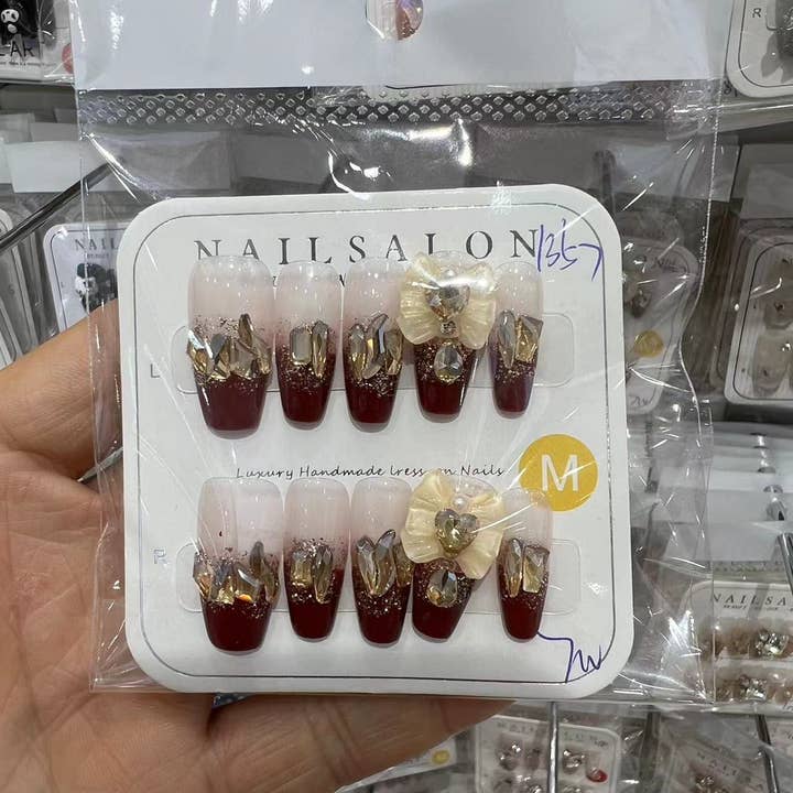 Kids Charm Online - Wholesale Press-On/Fake Nails - HAND MADE WOMEN ACRYLIC NAILS WITH STONES.