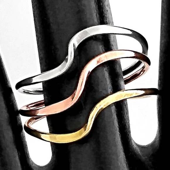 Costello International - Wholesale Band/Stacked Ring - Wave Rings in Married Metals Silver, Bronze, and Pure Copper0
