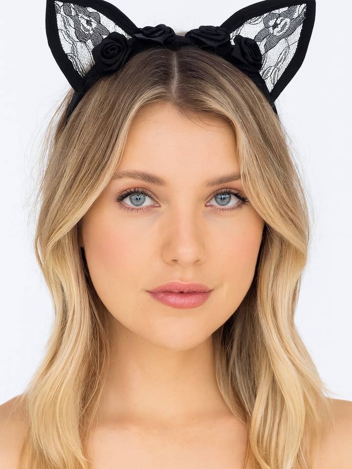 Stylex Party - Wholesale Costume – Women's - Lace Cat Ears Headband Fancy Dress Cosplay Costume Accessory