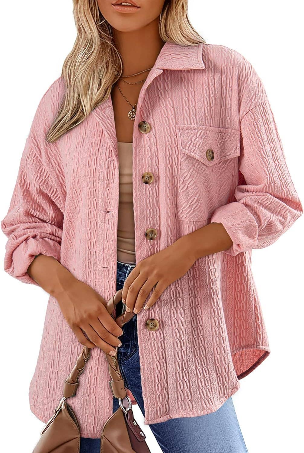 safistyle - Wholesale Button Down Shirt - Women's - Versatile Lapel Long-Sleeve Shirt Top for Women0