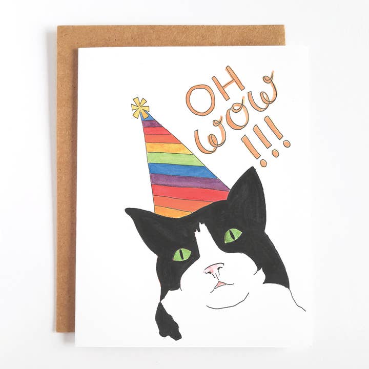 Carte d'anniversaire pour chat pour la vente par Little Rainbow Paper Co
