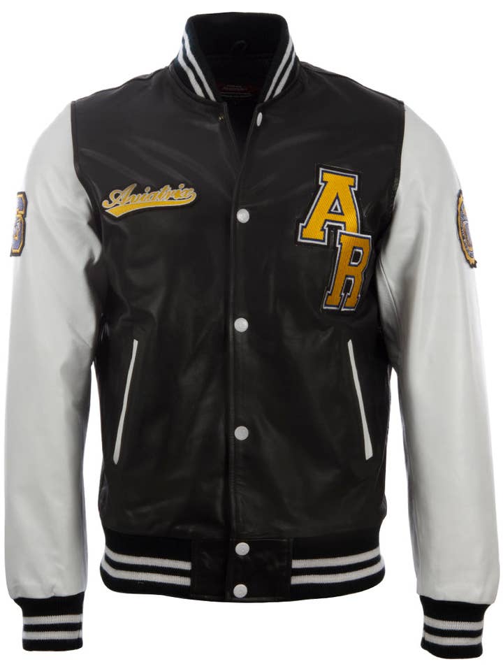 VZH7 Men's Varsity Jacket - Black/White for wholesale by Aviatrix