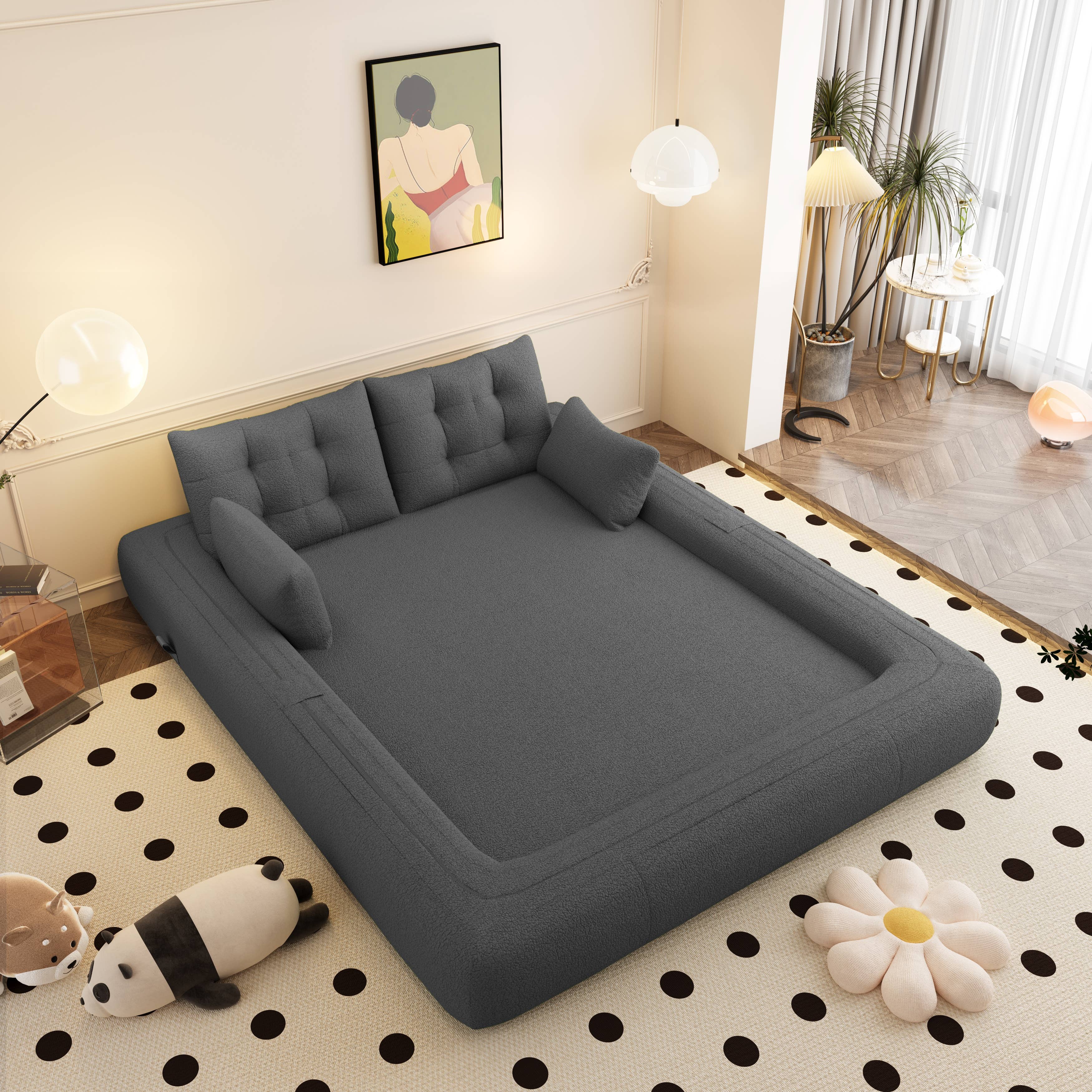 39F Inc. - Wholesale Sofa - 3-in-1 Foldable Teddy Sofa Bed w/Pillows 4 Colors31