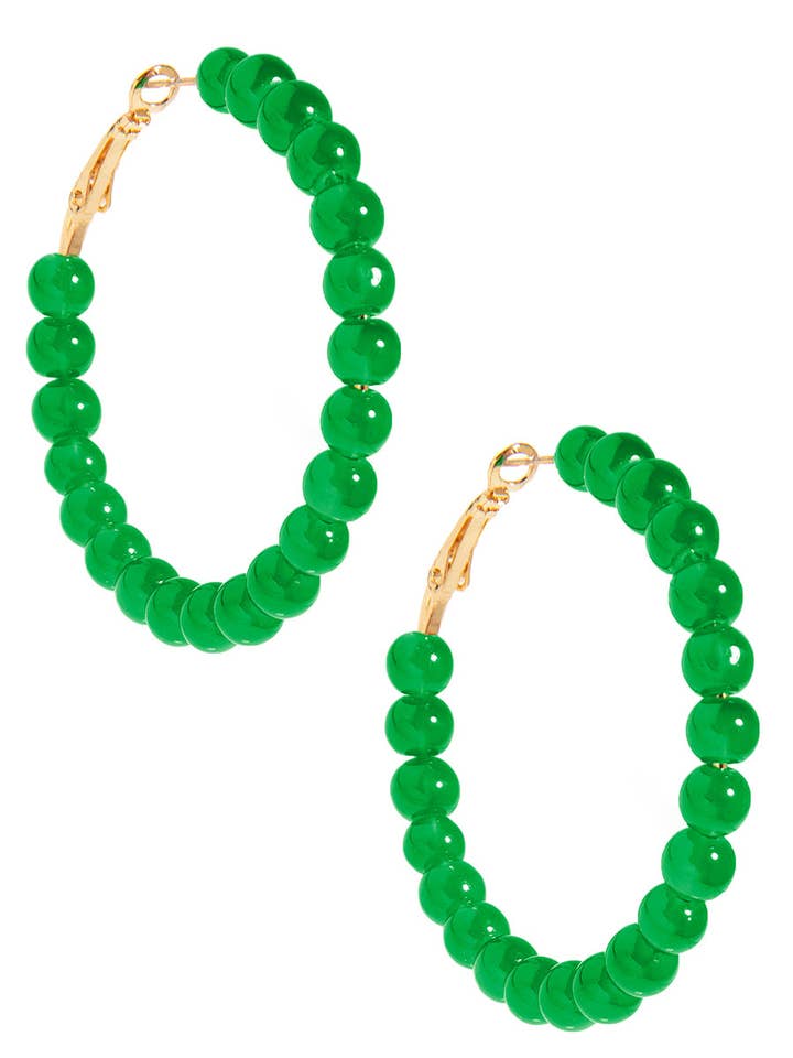 Green Beaded Hoop Earring for wholesale by Turtle Cay Island Wear