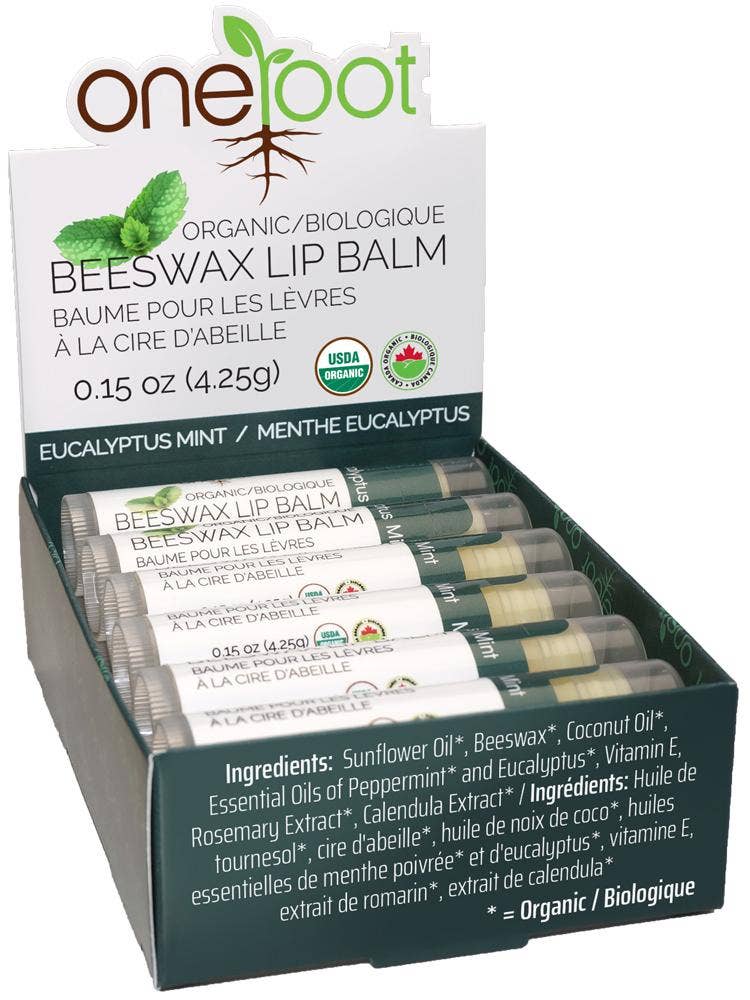 OneRoot - Wholesale Lip Balm - 100% Organic Beeswax Lip Balm - 12 units in a Display Case4