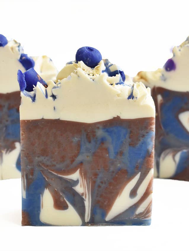 Blueberry Cheesecake Artisan Soap for wholesale by Indulgence Bath Bakery