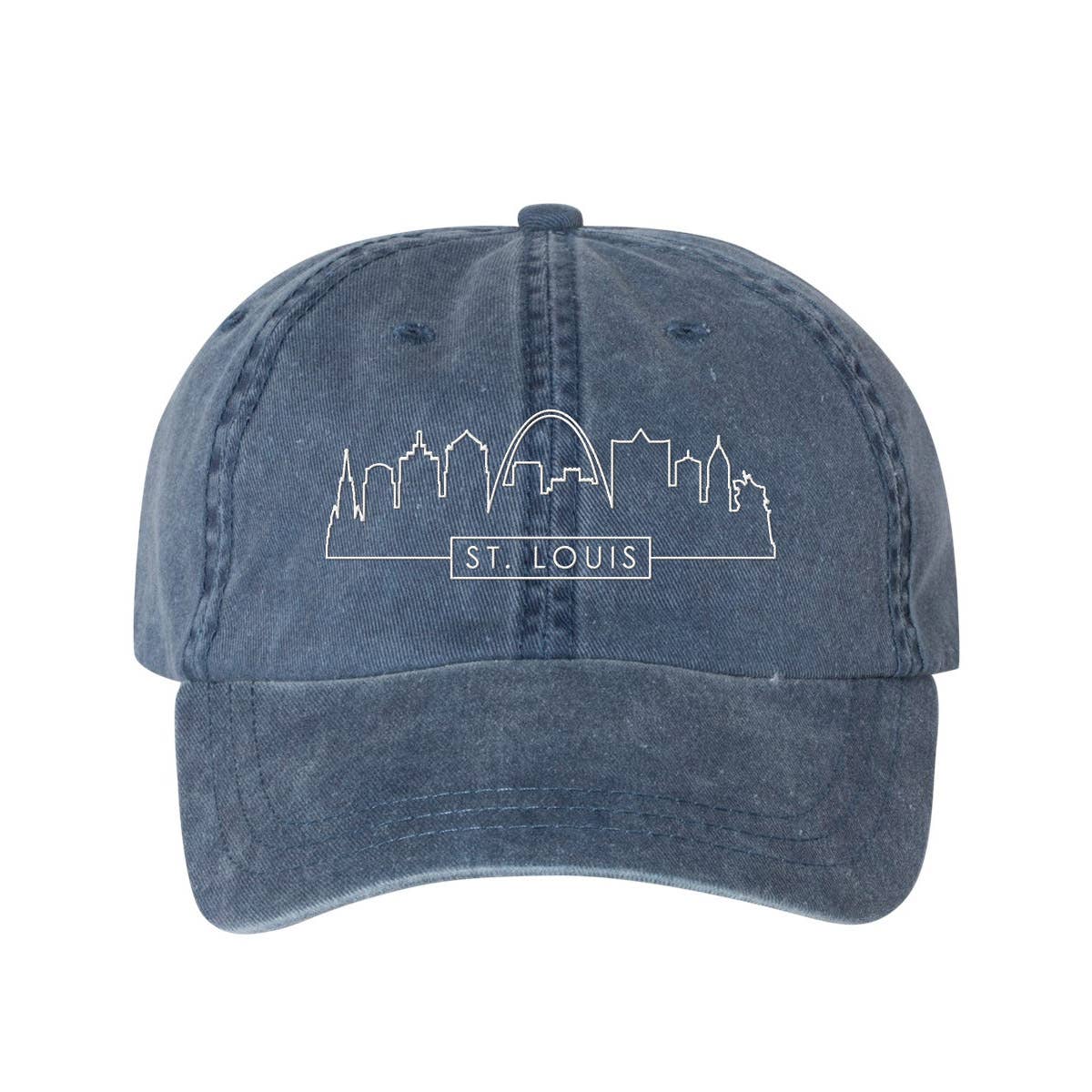 Lucky Luna Apparel - Wholesale Baseball Cap - Unisex - Skyline St. Louis Embroidered Pigment Dyed Dad Hat7
