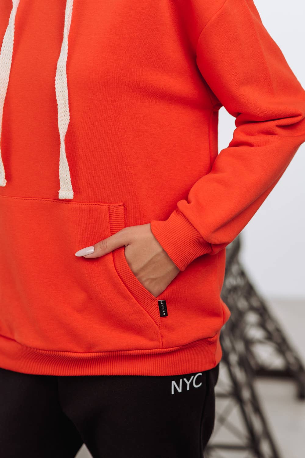 Azuri - Vendita all'ingrosso Felpa con cappuccio - Donna - Felpa oversize arancione Azuri con cappuccio3