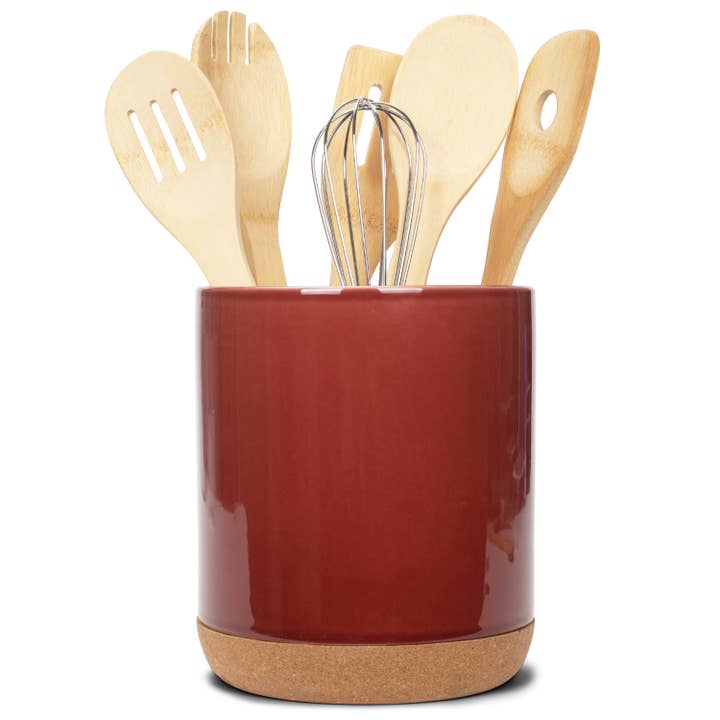 Utensil Crock XL Stoneware Red for wholesale by EAST AVENUE