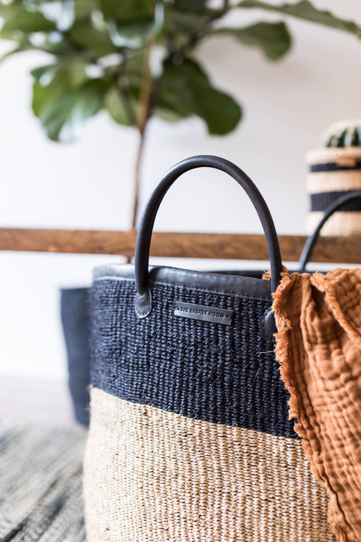 The Basket Room – wholesale Laundry basket – KUNDI: Natural  Black Colour Block Woven Laundry Basket | Log Basket | Storage Basket with Handles | Blanket Basket | Laundry Hamper7