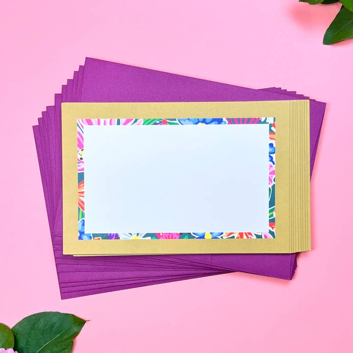 Bright Garden Mini Stripe • 4"x6" Flat Note Cards (Stationery set of 10) for wholesale by Snickerdoodle Studio