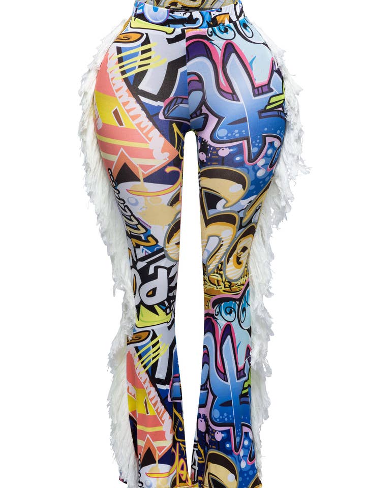 Calças detalhadas franja por atacado de K Too