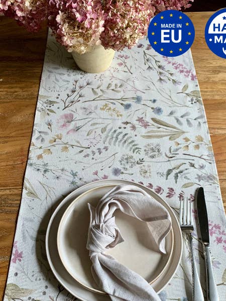 Table Runner, Linen-Cotton Mix, Printed | Aitana for wholesale by Hortensias Home