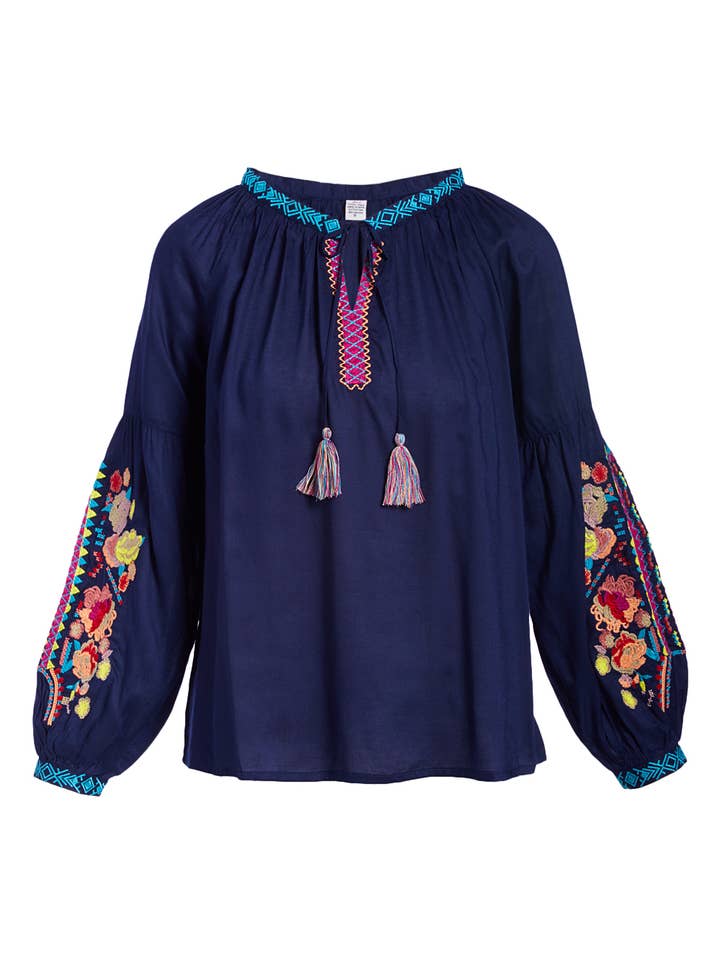 Raj Trading & Imports (USA) Inc. - Wholesale Blouse - Women's - Adriana Floral Needlepoint Embroidered Top6