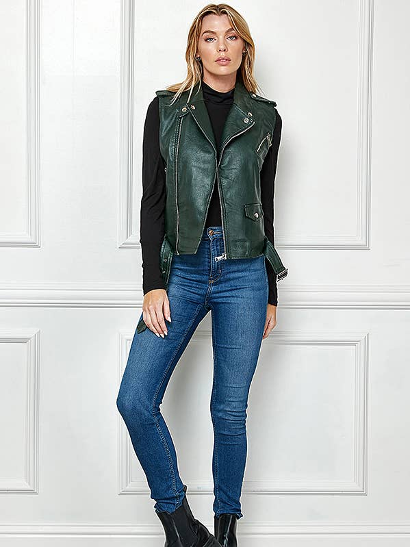 Biker Faux Leather Sleeveless Jacket, Biker Vest for wholesale by Veracci