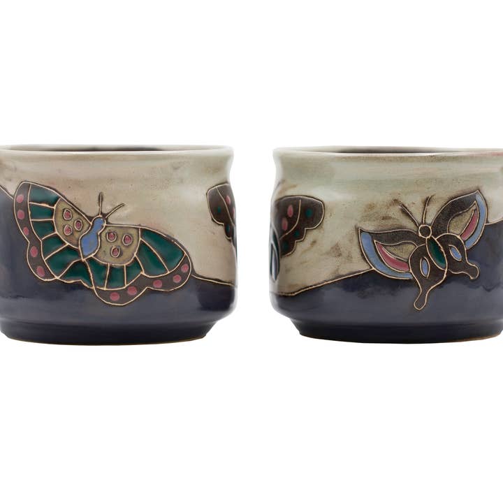 Mara Stoneware Butterfly Blue Stackable Mugs for wholesale by Galleyware