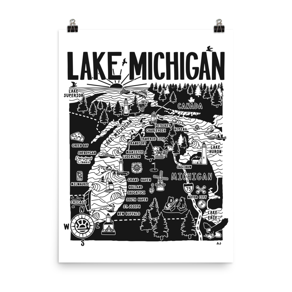 Distant Local – Großhandel Poster – LAKE MICHIGAN Kartenposter1