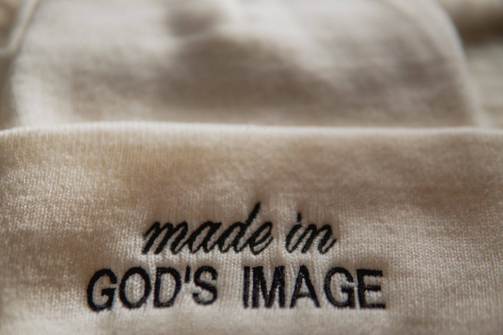 White made in God's image | Embroidered Christian Beanie Toboggan for wholesale on Faire5