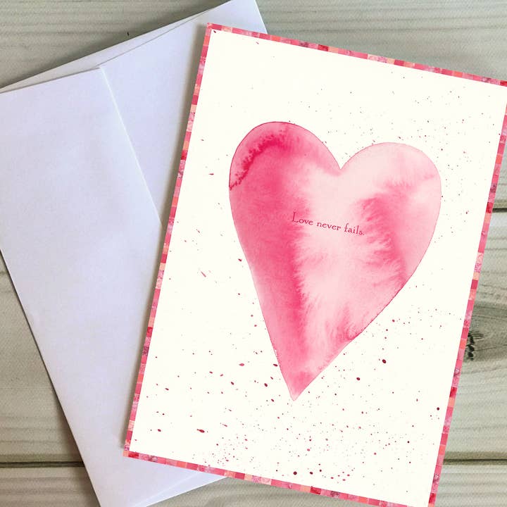 Firefly Sky Design - Wholesale Valentine's Day Card - Love Never Fails Pink Valentine's Day Card2