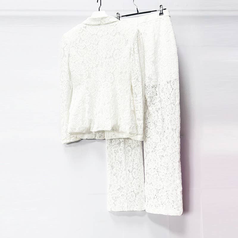 Productseeker – Großhandel Set aus Oberteil und Hose (NICHT Loungewear) – Damen – 30Y Eleganter Spitzenanzug: Schicker Blazer & Slim Fit gerade Hose Set3