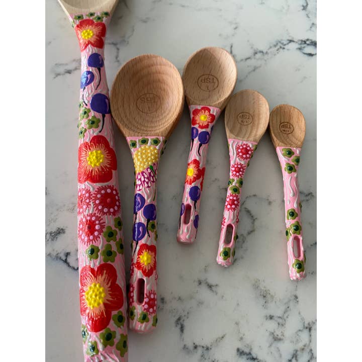 Oh The Places We Go Shop – Großhandel Messlöffel – Löffelset aus Holz, Rosa, Backlöffel, Geschenk zum Backen