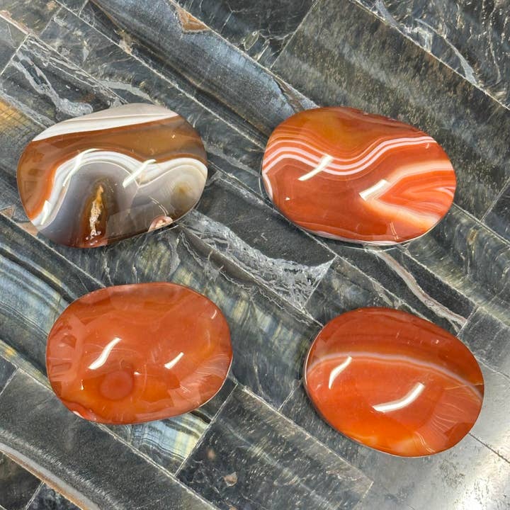 Dyed Red Agate Palmstones - 3 Per Lot for wholesale by Crystal Deal· Wholesale Crystals & Gifts