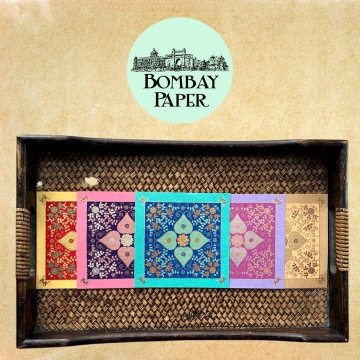Floral Glory - Set of 5 Handmade Paper Greeting Cards for wholesale by Bombay Paper