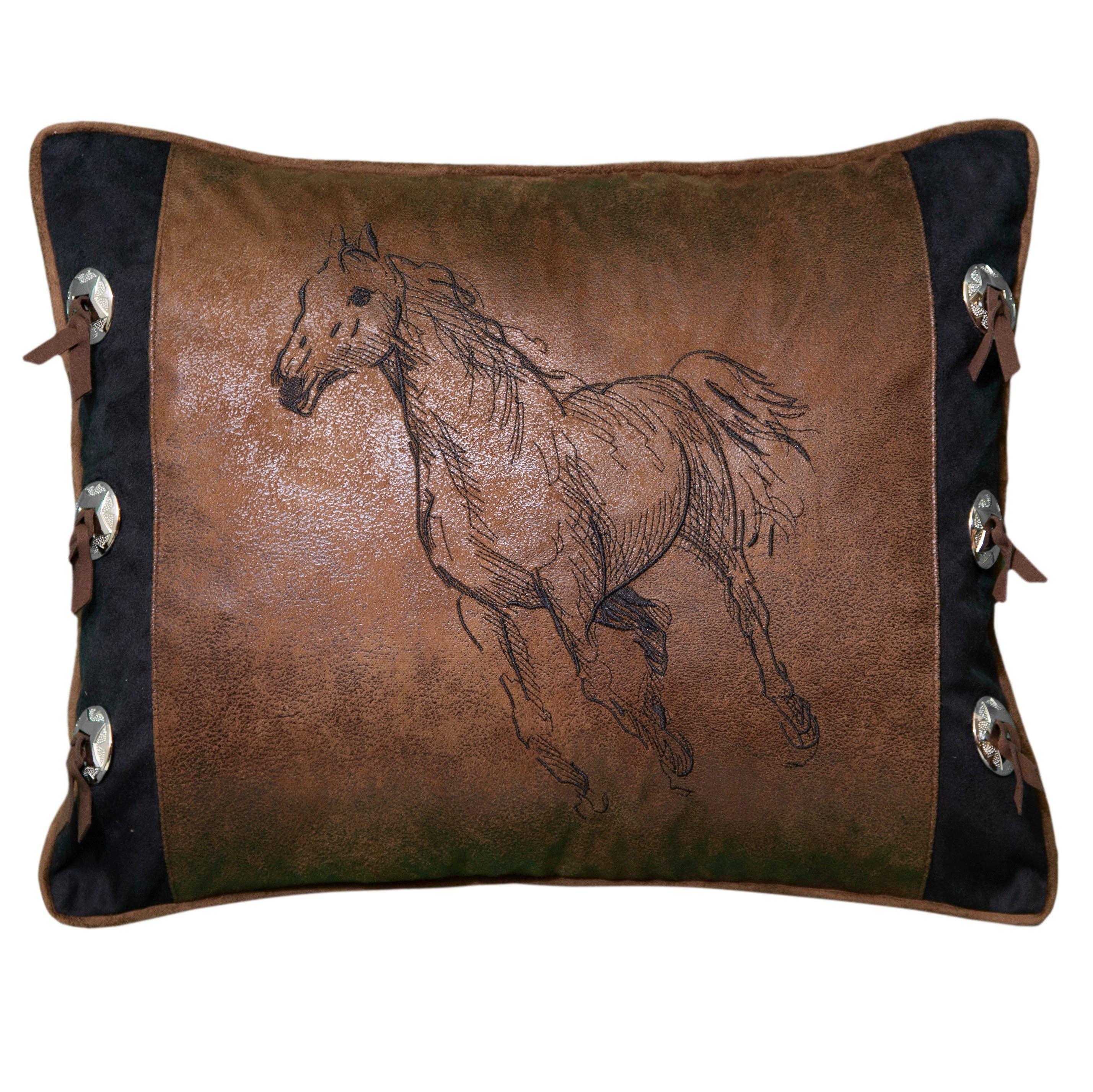 Carstens, Inc. - Vente Coussin décoratif - Coussin pour cheval noir brodé Wrangler®0