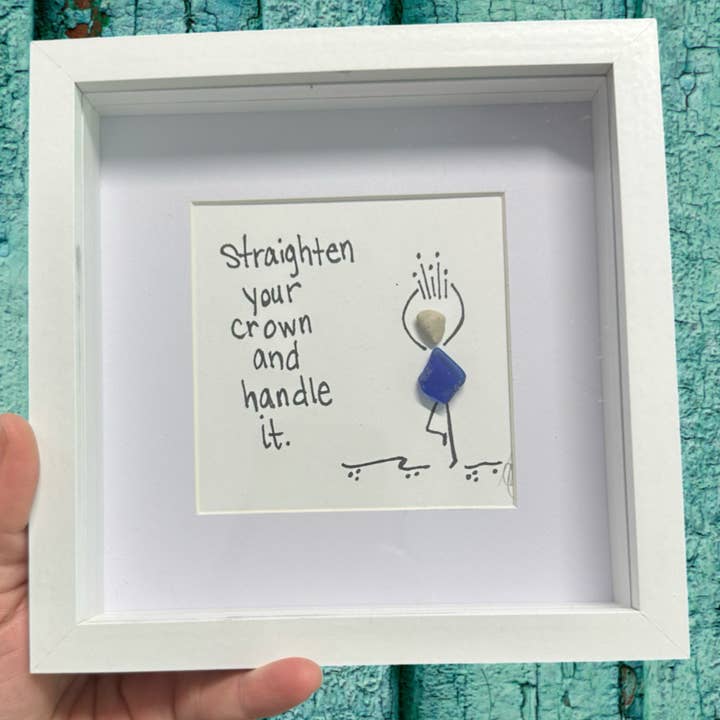 Crown MINI - Sea Glass Art - 6x6 Framed for wholesale by Back Bay Designs