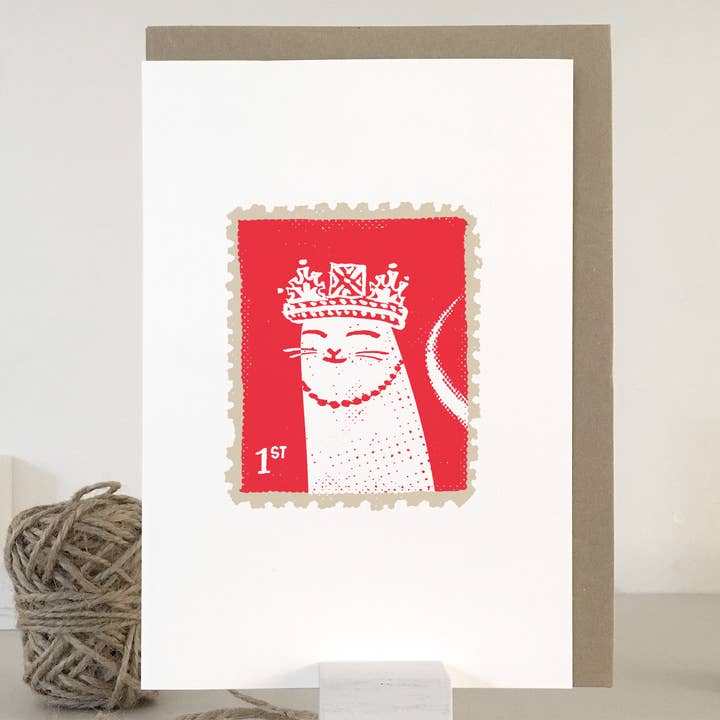 Tarjeta de sello de gato reina | Tarjeta de felicitación | Tarjeta de diario para venta al por mayor de Purpose & Worth etc