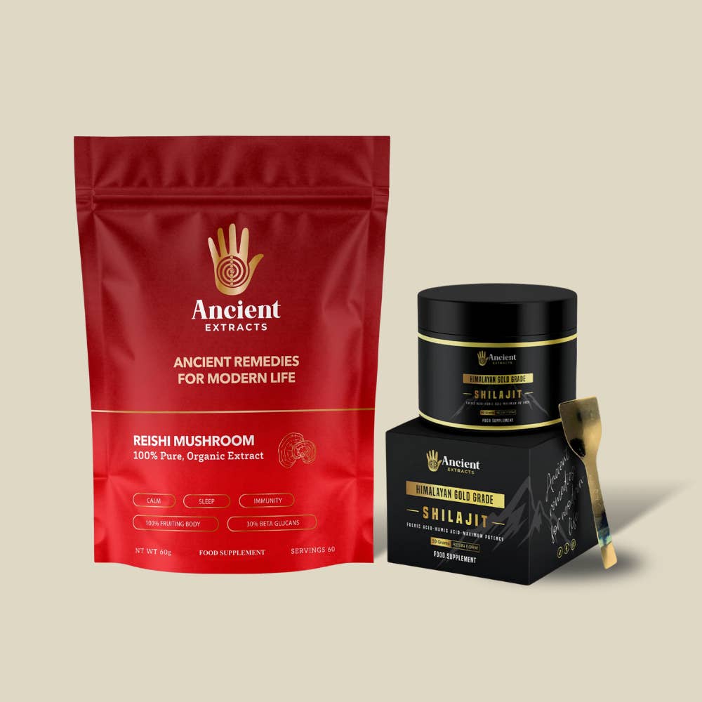 Ancient Extracts Ltd – wholesale Protein/superfood powder – Detox Pair - Raw Shilajit Resin and Reishi Mushroom Extract