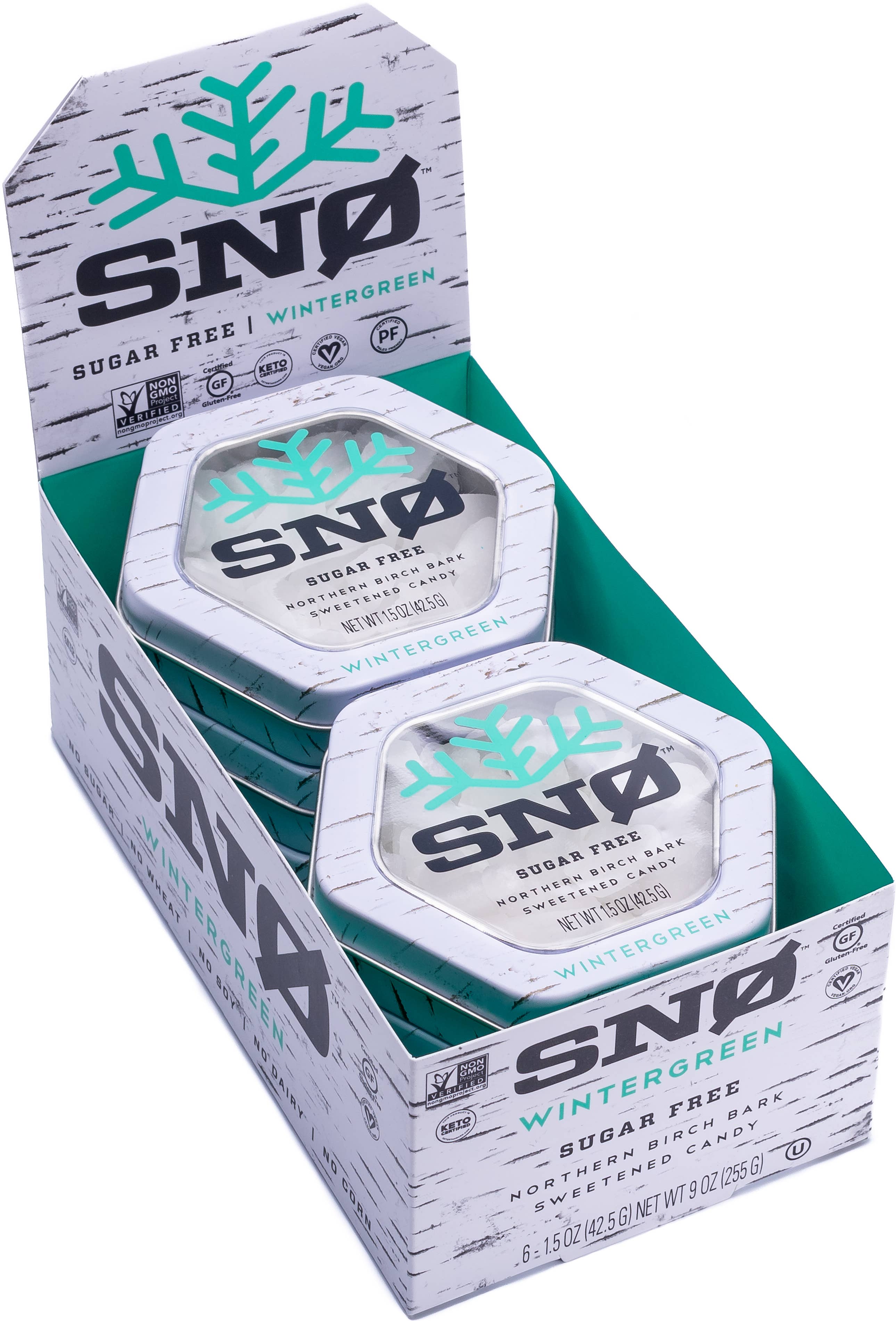 SNØ - Venta al por mayor Golosinas duras - Wintergreen - Candy sin azúcar - Keto y vegano | 6 latas2