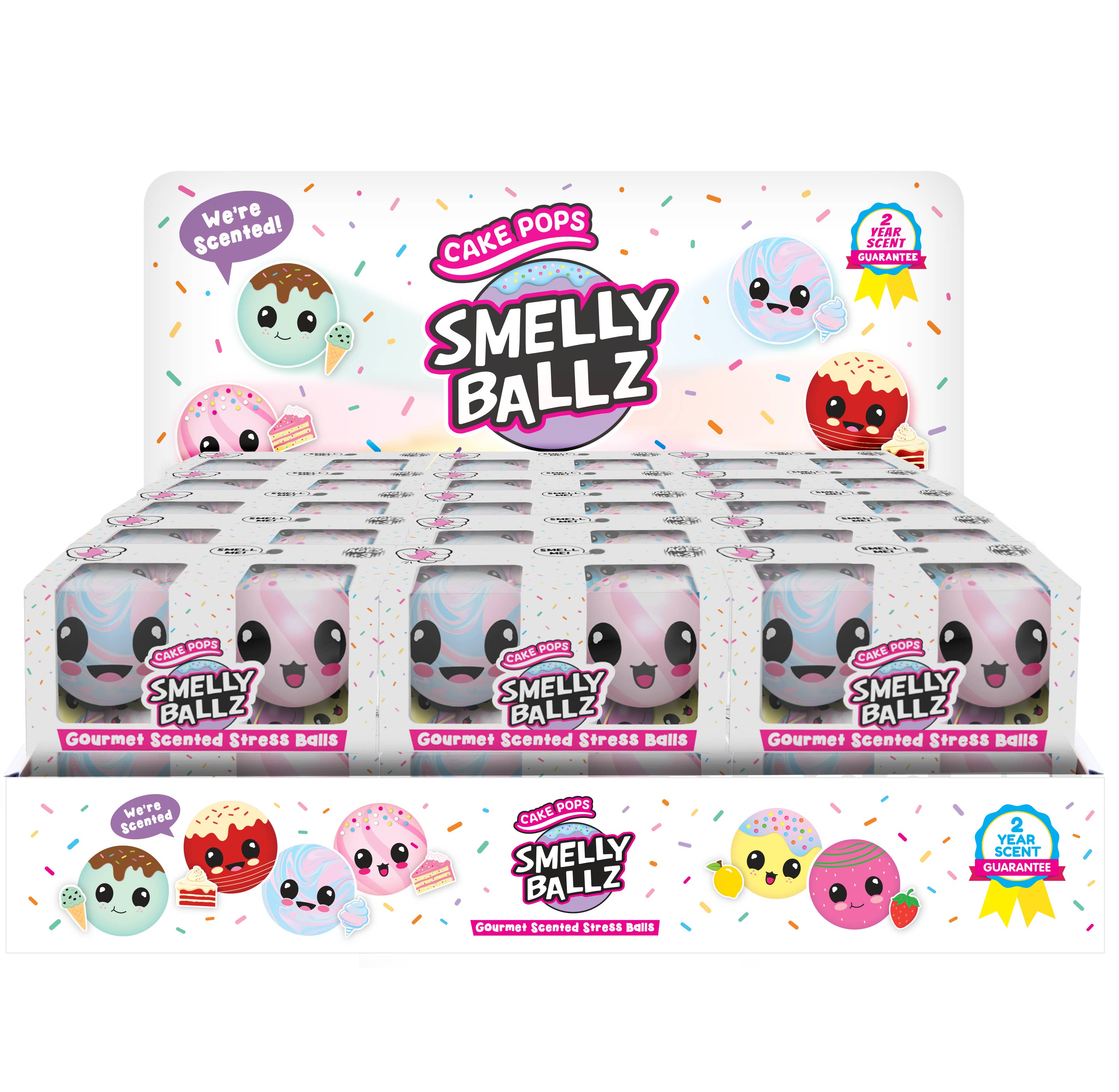 Scentco, Inc - Wholesale Retailer Display - Kids & Baby - Smelly Ballz - Cake Pops - Counter Display of 30 ( 2-packs )